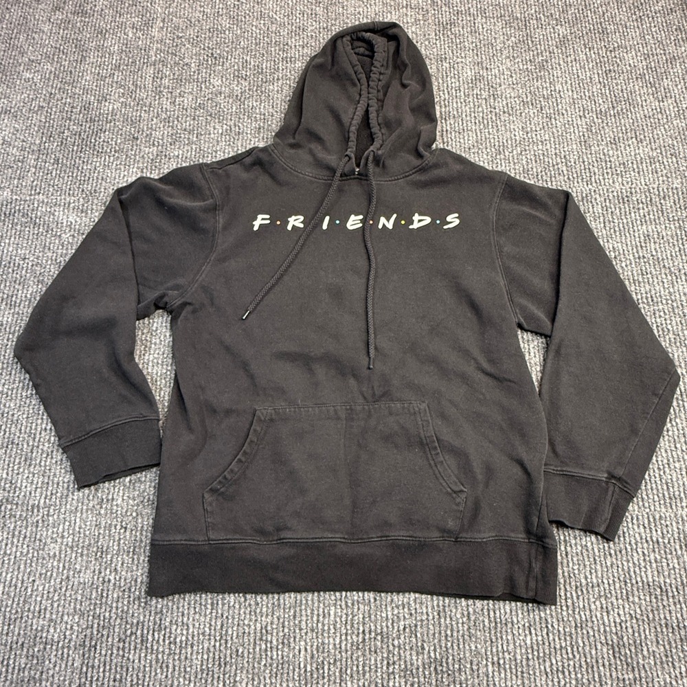 Friends The Television Series Hoodie Black Logo Pullover Sweatshirt Womens Large